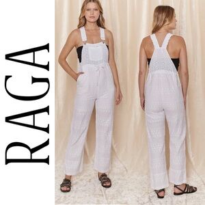 RAGA Juhi White Eyelet Overall Jumpsuit m